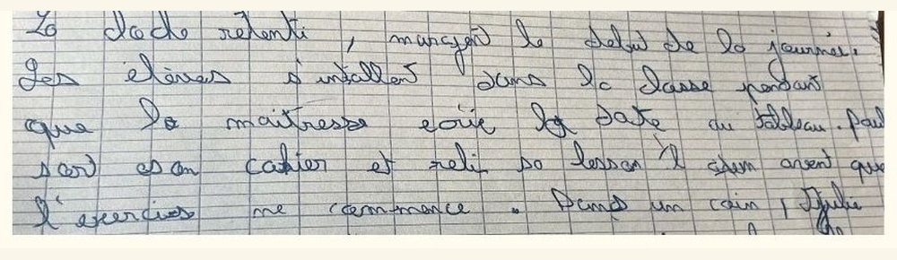 Écriture de Louis avant l'accompagnement : un texte manuscrit aux lettres irrégulières, difficile à déchiffrer